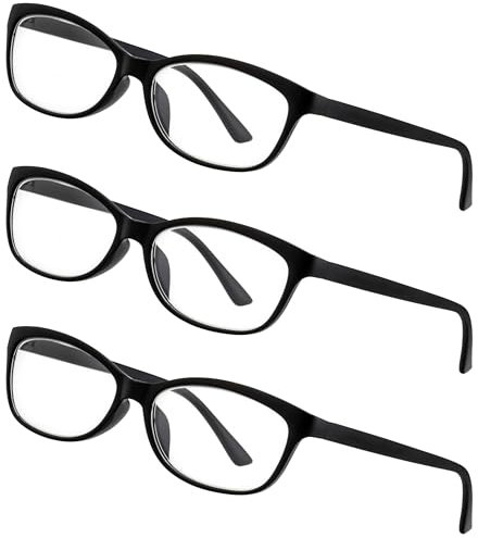 LEXXOO - Stylische 3 Pack Lesebrille Federscharnier +2,5 Dioptrien in Schwarz - Klare Sicht dank hochwertiger Gläser – Leichtes und modernes Design - Fertiglesebrille für angenehmes Lesen und Arbeiten