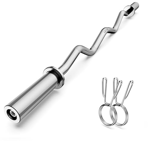Olympic EZ Curl Barbell Bar 47, 2-Inch Curl Bars for Weight Lifting