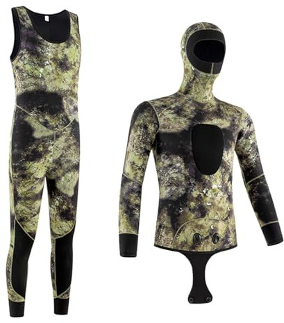 Muta da uomo donne, a maniche lunghe,Muta da Pesca Sub e Apnea in Neoprene 3mm, Due Pezzi,Muta Completa Giacca e Pantalone,Wetsuites, per pesca subacquea, snorkeling, surf, canoa, immersioni subacquee