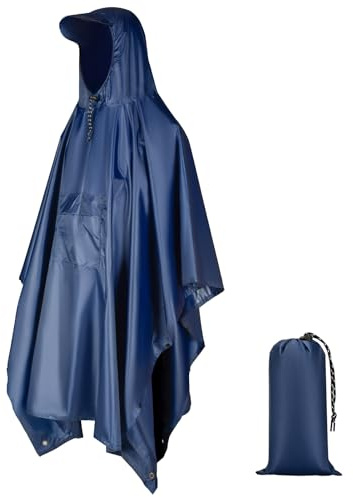 ZONGHUN Rain Poncho Adult Waterproof Raincoat Reusable Emergency Poncho for Men Women with Hood for Hiking, Camping, Outdoor Activities Black