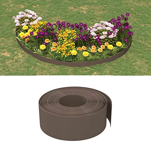 Sufrk 4 bordes de jardín marrones 10 m 20 cm de polietileno, borde flexible para césped – Borde para parterres, borde de jardín de plástico, jardín flexible de jardín, ideas para tarros