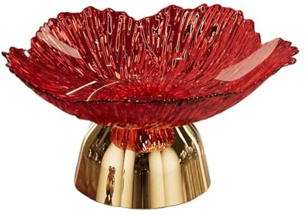 Jiuvaso Vassoio Decorativo per Fruttiera con Piedistallo, Elegante Portaverdure Portatile, Cesto di Frutta per Casa, Anniversario, Bancone Della Cucina, Festa, Rosso