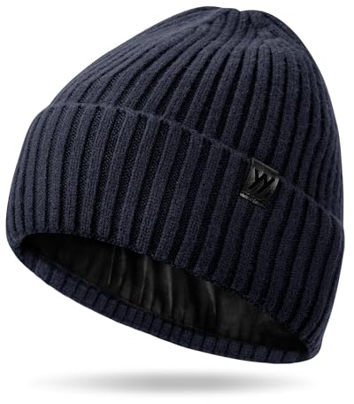 YANIKY Winter Beanie Mütze Herren Damen, Warme Strickmütze Grobstrick Mütze Thermo Fleece Gefütterte Wintermütze Winddicht Verdickungsmütze Unisex