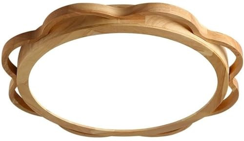 Lámpara techo empotrada madera japonesa moderna con diseño floral nórdico redondo, lámpara acrílica, accesorios decoración for el hogar, dormitorio, estudio y sala estar(Neutral light,57CM)