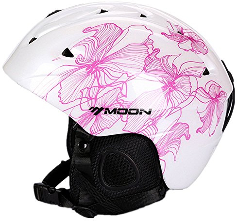Sport Tent-Skihelm Ski-/Snowboardhelm Ultraleicht Windproof Schneesport Unisex - Erwachsene Helmet mit vielen Farbe (Weiß/Lila Blumen, M)