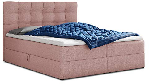 Sofnet Boxspringbett Best mit 2 Bettkästen, Doppelbett mit Bonell-Matratze und Topper, Polsterbett, Bett, Bettgestell, Stilvoll, Schlafzimmer (Pink (Inari 52), 160 x 200 cm)