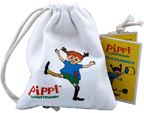 Oetinger Pippi Langstrumpf. Murmeln: 12 Glasmurmeln verpackt in einem hochwertigen Stoffbeutel, inkl. Anleitung mit Spielanregungen