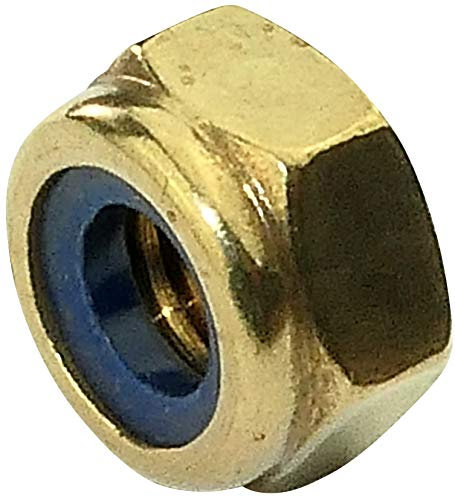 AERZETIX - Set di 10 - Dadi esagonali di bloccaggio - Dadi autobloccanti con anello in nylon - Metallico/Separati/Serraggio/Assemblaggio - Filettatura M6 metrica femmina - Ottone - C45754