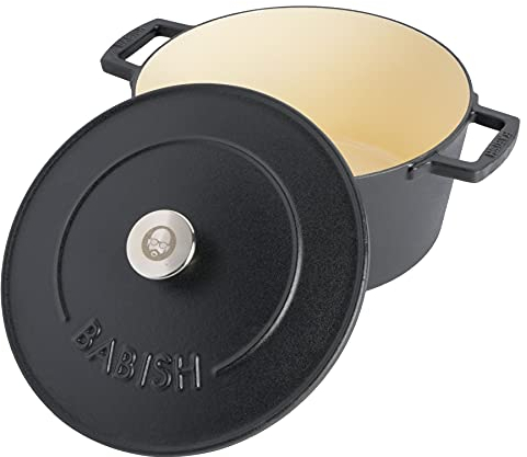 Babish, Olla holandesa de 5,7 litros hecha de hierro de fundición con tapa y esmaltado interior