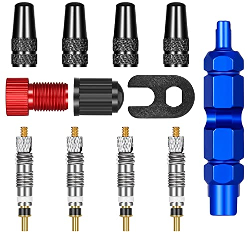 tonyg-p 12-teiliges Presta-Ventilkernset, Ventiladapter für Fahrradventileinsatz Fahrradventil Adapter Ventilschraube Ventilschlüssel für Fahrräder und Mountainbikes (Schwarz)