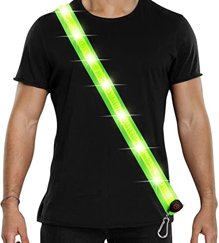 Flintronic Ceinture de Course Réfléchissante LED, LED Ceinture Réfléchissante Rechargeable, Ceinture de Sécurité Lumineux, Équipement de Marche Rechargeable pour la sécurité, Gilet Réfléchissant à LED