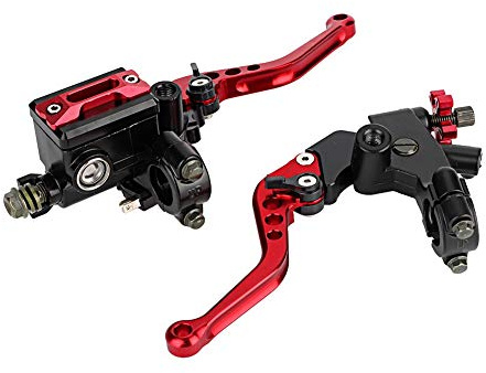 Longzhuo Motorcycle Brake Clutch Lever 1 Pair 7/8 22mm Folding Levers Aluminum Alloy Universal for Honda Kawasaki Suzuki Yamaha, Adjustable Handlebar Brake Clutch Lever Left & Right Set (Red)