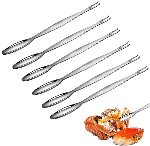 Forchette per Frutti di Mare Strumenti, 6pcs Lungo Forchetta e Pinza per Lumache Acciaio Inossidabile Forchette per Frutti di Mare Plettri per Il Ristorante Domestico 20cm
