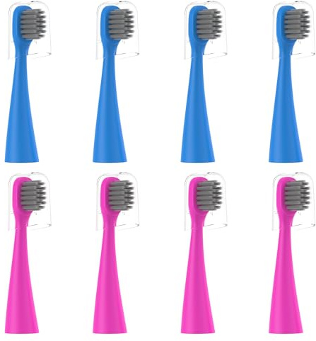 EveryStep Replacement Toothbrush Heads 8 Pack for Burst Kids Electric Toothbrush, Blue and Pink