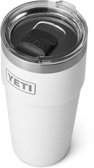 YETI Rambler 20 oz Stackable Tumbler, Stainless Steel, Vacuum Insulated with MagSlider Lid, White