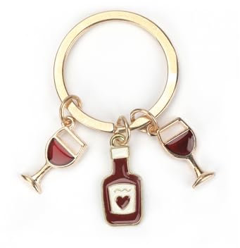 Porte-clés en acier inoxydable avec pendentif vin rouge et verre à vin, cadeau personnalisé parfait, cadeau de rentrée des classes, cadeau d'anniversaire ou d'adieu pour un bon ami, cadeau pour femme,