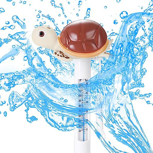 INCETUE Thermomètre de piscine flottant, jauge de température d'eau facile à lire avec ficelle pour piscines, bains de glace, jacuzzi, jacuzzi, bassins froids, étangs et spas (tortue de mer)