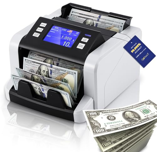 CGOLDENWALL Mixed Denomination Money Counter Machine, Touchscreen Value Counter, 1500Bills/min Cash Counting, UV/MG/IR/DD Detection, Multi-Currency & Modes Bill Counter for Business