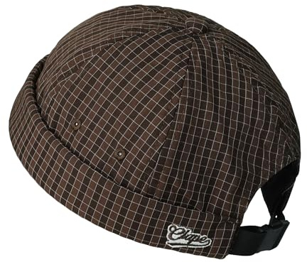 CLAPE Docker Cap Herren Damen Cap Ohne Schirm Plaid Kappe Ohne Schirm Schnell Trocken Docker Mütze Verstellbar Hafenmütze Fischermütze Seemannsmütze Braun Brown FMA2502