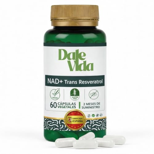 NAD+ Trans Resveratrol 300 mg – 60 Cápsulas Veganas - Sin gluten ni soja Energía y bienestar celular - Antioxidante avanzado - 2 meses de suministro - Dale Vida