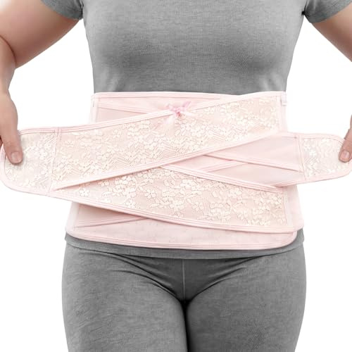 Nuliie Postpartum Belly Wrap with V-Shaped Cross Support, Breathable Postpartum Belly Band for Use After C-Section or Vaginal Birth, Adjustable Belly Binder Postpartum for Daily Postpartum Wear,M