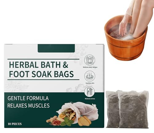 Foot Bath Bag,10 Pieces Relaxing Foots Soak Pack,Herbal Detox Cleansing Foots Soaks, Stress Relief Daily Relieve Fatigue Dispel Cold Remove Dampness Relaxation (1PCS)