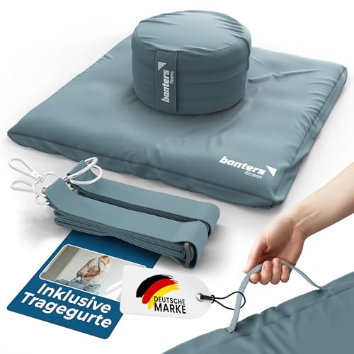 banters Set di cuscini da meditazione con imbottitura in kapok, cotone biologico, zafu e zabuton, altezza regolabile, lavabile, con cinghie per il trasporto (blu)