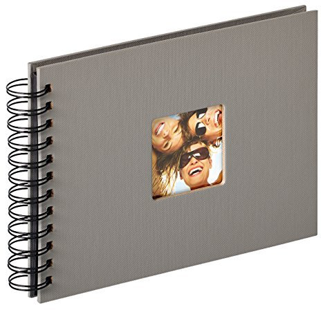 walther design Album Fotografico Grigio 23 x 17 cm Album a Spirale con Ritaglio di Copertina, Fun SA-109-X