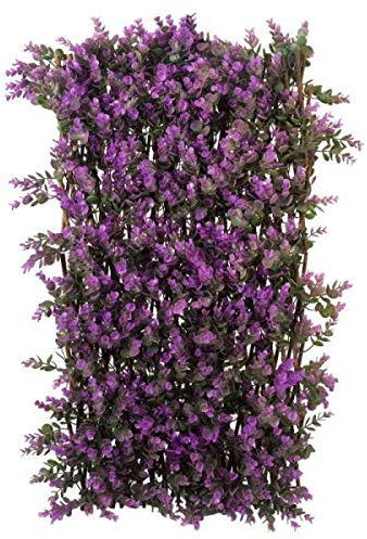 Garden Mile Treillis de feuilles violettes artificielles – Panneaux de treillis extensibles en saule avec feuillage protégé contre les UV, parfait pour clôture de jardin, balcon et décoration