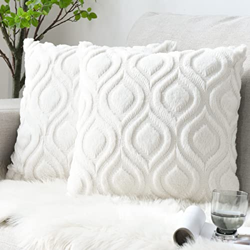 Sunia 2er Set Sofakissen aus Wollmischung Dekokissen Weihnachten Deko Kissenbezug Couchkissen Zierkissenbezug für Wohnzimmer Bett Sofa Schlafzimmer Couch 40x40 cm Beige