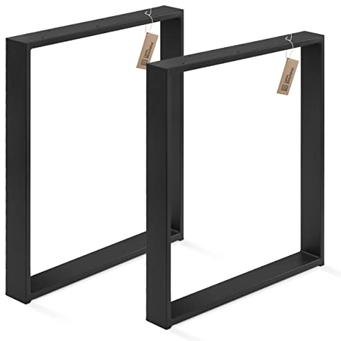 LAMO Manufaktur Tischbeine für Schreibtisch Esstisch, Simple Light, Vierkantprofil 60x20 mm, Tischgestell 50x72 cm (BxH), Schwarz, 2 Stück, LTS-01-E-II-9005
