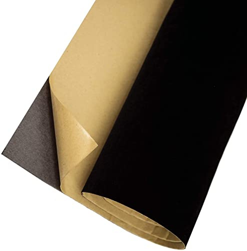 Self Adhesive Velvet Flock Contact Paper Roll Shelf Liner for Jewelry Drawer Craft Fabric 17.7 x 78.7, Soft Velvet Liner for Drawer DIY (Black) (17.7x78.7inch)