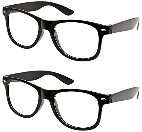 Jomnvo 2 Paris Black Frame Nerd Glasses Retro Glasses Clear Lens Eye Glasses for Fancy Dress Themed Party