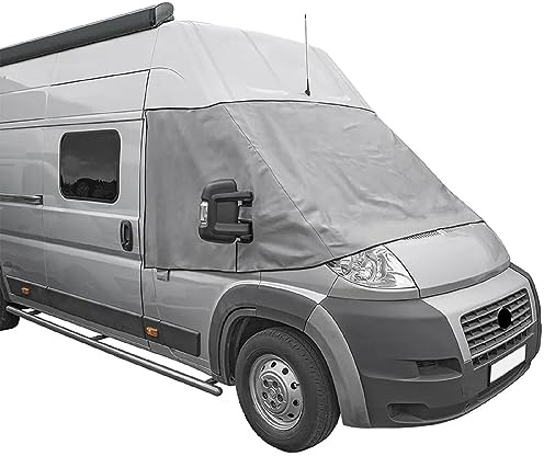 Preiswert&Gut Couverture de pare-brise pour camping-car compatible avec Fiat Ducato X250, Peugeot Boxer, Citroën Jumper, protection UV, isolation contre la chaleur et le froid, fixation magnétique