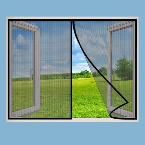 Insect Protection Fly Screen Roller Blind Window Insect Protection Roller Blind 160x150cm (WxH) with Heavy Duty mesh - Black