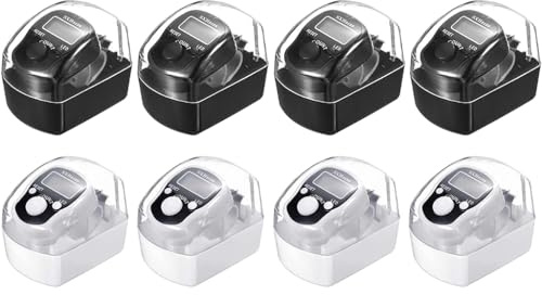 Hitopin 8PCS Electronic Finger Counter, LED Electronic Handheld Tally Counter, 5-Digit Counters Clicker with Box, Lap Track Handheld Counter, for Golf Sports Fitness Exercise Warehouse (White, Black)