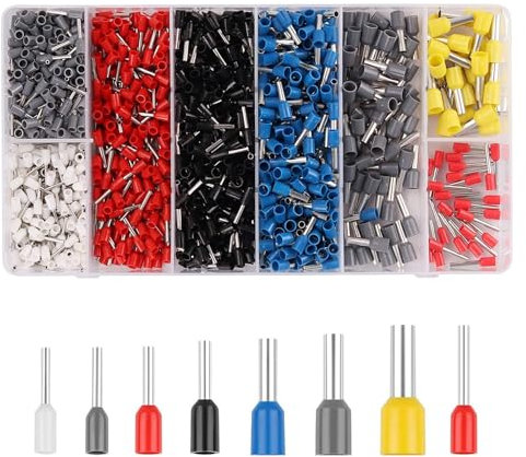 OLASK Lot de 1300 embouts de câble de 0,5 mm² à 10 mm² - Pour connexion de fil - Assortiment d'embouts de câble isolés avec boîte portable