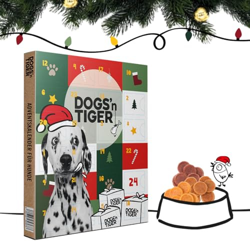 Calendario dell'Avvento per cani di Dogs'n Tiger – Snack naturali e di alta qualità in 85% carne dietro ogni porta, senza zucchero e cereali per tutti i cani