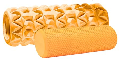 2x Foam Roller Massager för terapi och muskelmassage. Pilates och Yoga roller. Fitness Foam Roller. Skumcylinder för Smärtlindring och Träning på Gymmet och Hemma. 33x14cm//30x9cm