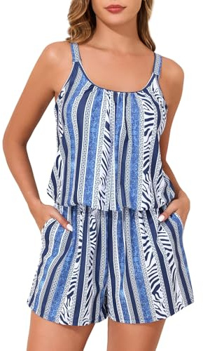Summer Mae Swim Romper Women's One Piece Swimsuits with Pockets 2025 Blouson Modest Bathing Suits