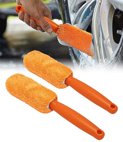 Flaconi 2PCS Brosse Jante Voiture,Brosse Nettoyage Voiture,Brosse pour Jantes Voiture,Brosse Nettoyage Jantes Voiture,Convient également au Nettoyage des Voitures,Camions,Caravanes,SUV,Motos (Orange)