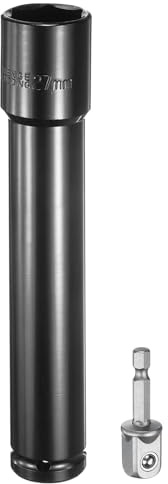 QUARKZMAN Bussola Ad Impatto Profonda A 6 Punti 1/2 Guida 27mm Bussola Metrica Lunghezza 8 Con Adattatore A Manico Esagonale 1/4, Acciaio CR-V Set Di Per Bussola Per Dadi E Bulloni
