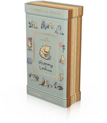 Charbrew Winnie Hunny & Lemon Metal Tea Book Library Tin Book Lover Gift – 60 Teabags Herbal Tea Blend