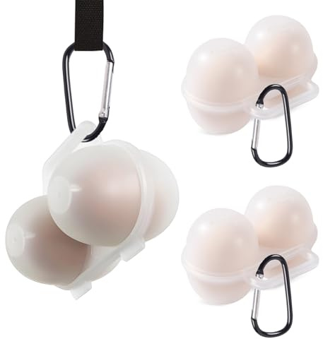 Huevera portátil para 2 huevos, 3 unidades, con mosquetón, soporte para huevos, plástico, transparente, para frigorífico, cocina, pícnic, camping