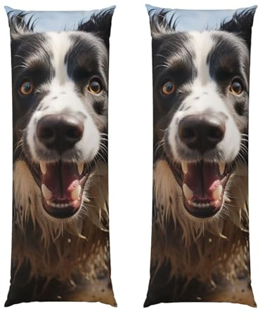Federa per cuscino per il corpo Pastor Border Collie, ultra morbida, accogliente, traspirante, con cerniera nascosta, decorativa, 50,8 x 137,2 cm