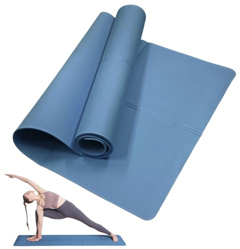 Tapis de Yoga Classique pour Femmes et Hommes, NIUAWASA Portable 4mm Tapis de Gymnastique EVA pour Fitness Yoga Pilates Entraînement Camping en Plein Air Voyager (Bleu Foncé)