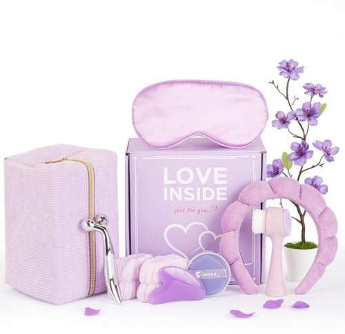 Set Regalo Mujer – Kit Cuidado Facial Completo con Piedra GuaSha, Masajeador Facial, Cepillo Limpieza Facial, Mascarilla, Diadema, Neceser y Esponjas – Inspirado en Skincare Coreano para Rutina Facial