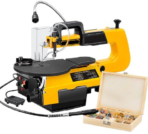 Sierra De Marquetería Eléctrica Multifunción | Sierra Calar 40 Cm, con 10 Hojas Sierra, Altura Corte Ajustable 0 A 50 Mm | 550-1650 RPM - para Pulir, Tallar Y Taladrar Multi-FunctionModel