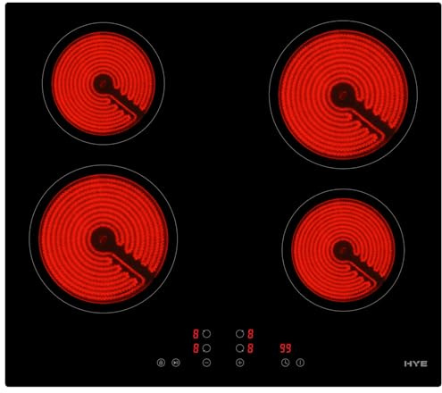 HYE Built-In 4 Zone Electric Hob - Ceramic Hob with Black Glass - Touch Control electric hobs with Timer, Child Lock, Stop & Go - Easy Clean Cooktops, Compatible with Single Oven Built In - C01CH60E28