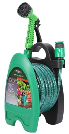 Sghtil Supporto per tubo da giardino montato a parete, robusto supporto per tubo – Supporto per la conservazione fino a 10 metri per irrigazione in giardino